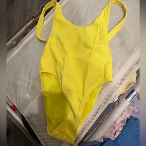 BRIGHT YELLOW HIGH CUT SWIM
